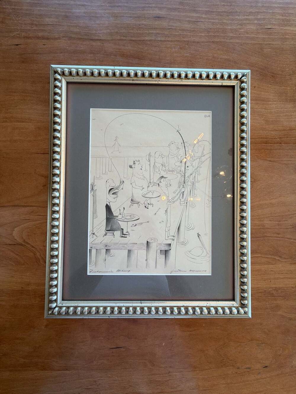Fisherman's Wharf Framed Original Ink Illustration by Justin Murray